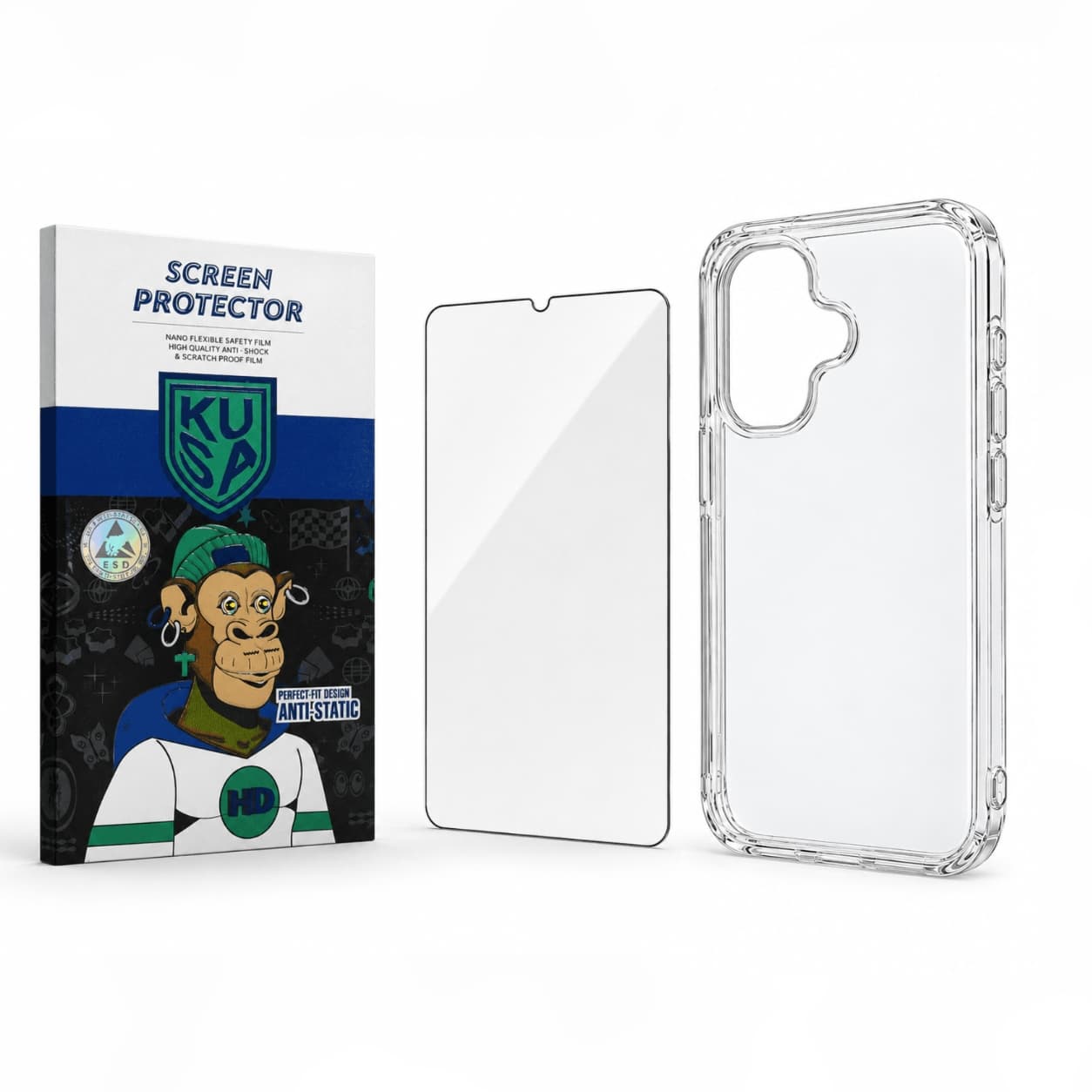 پک قاب شفاف + گلس KUSA مخصوص Iphone 16